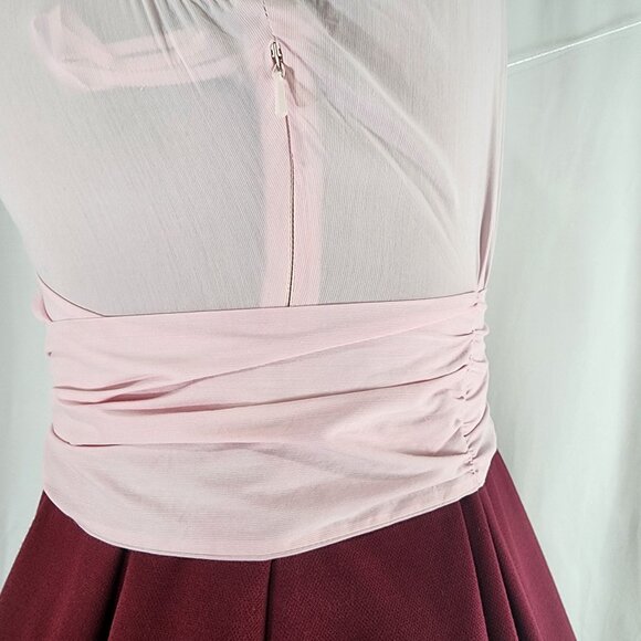 Leifnotes Pink & Burgundy Sleeveless Wrap Dress With Tie Waist - Size 10P - Picture 11 of 15